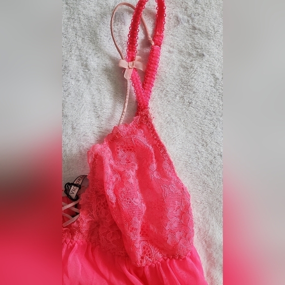 Victoria Secret Neon Pink Babydoll Lingerie Size M - Picture 10 of 13